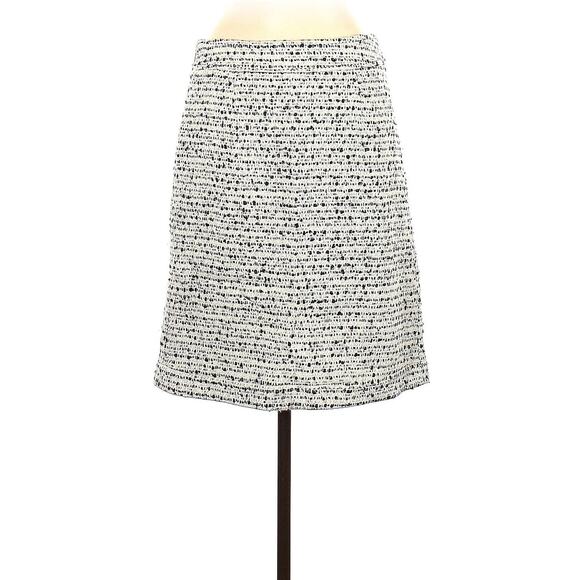 Tory Burch Wool Blend Tweed Skirt 8 Women's Black White Knit Fall Winter Career - Picture 1 of 5